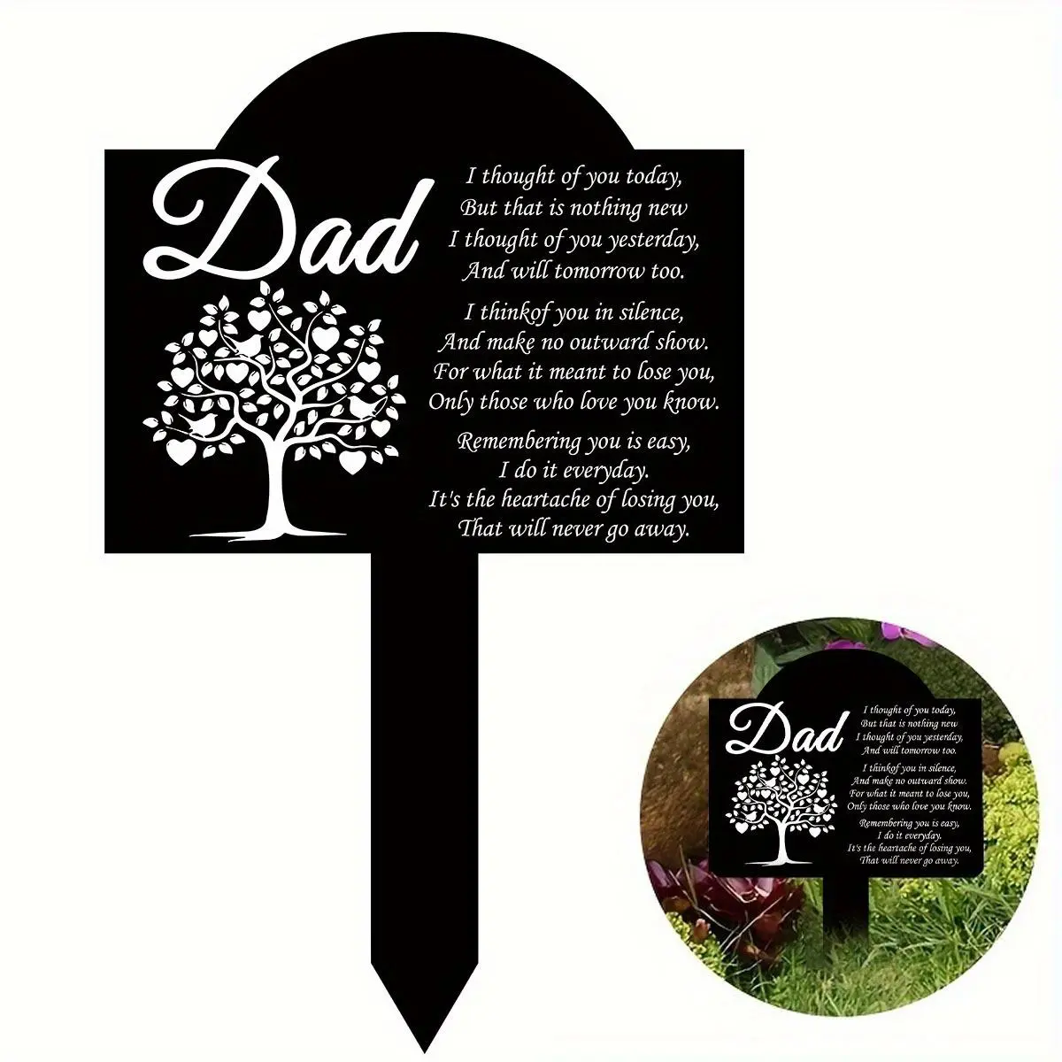 Acrylic Personalized Dad Memorial Plaque, Sympathy Tribute for Graveside, Outdoor Yard & Garden Decor, Stake-mounted Marker, Honoring Father's Memory, Supplies, Outside
