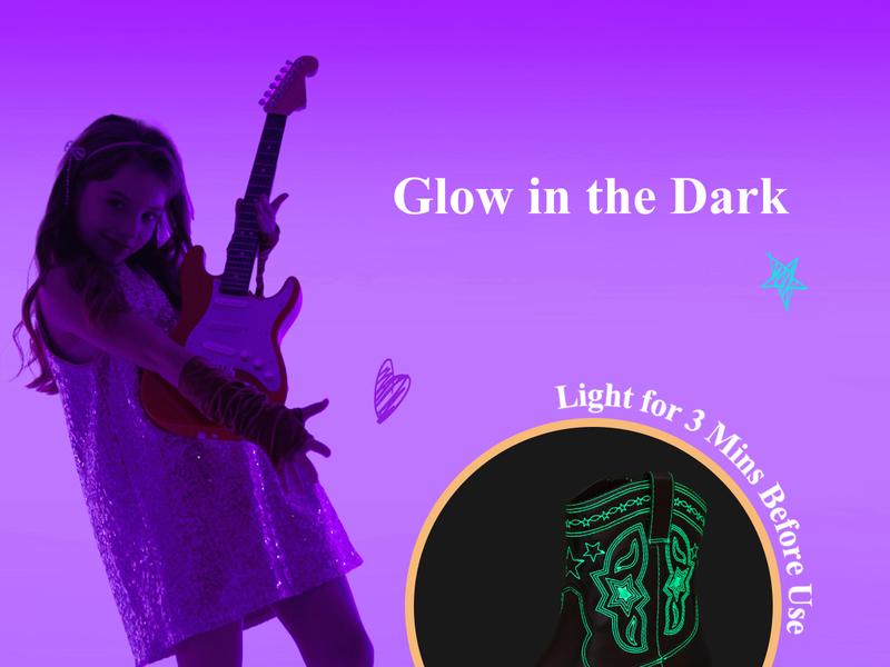 PATPAT Girls Cowgirl Boots,Embroidered Pointed Toe Cowboy Boots with Side Zipper Western Riding Shoes for Little Kid/Big Kid