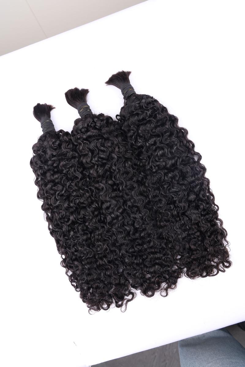 PerisModa 15A Boho Human Braiding Hair For Boho Braids Burmese Curly Bulk 100% Human Hair Extensions For Bohemian Knotless Braids 12-32 Inch No Weft 1/3/4 PCS Natural Black Braiding Human Hair