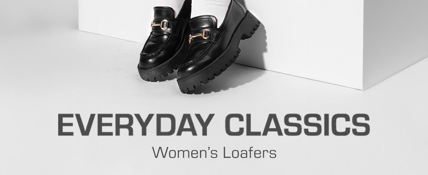 DREAM PAIRS Womens Loafers, Slip-On Platform Chunky Heel Penny Loafers for Women, Comfortable Womens Business Casual Shoes