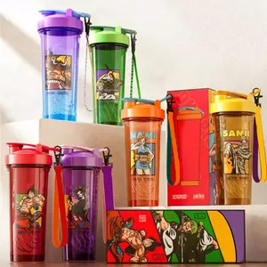 Anime Colorful Shaker Cup | With Mixing Ball & Lanyard | Perfect for Gym & Daily Use