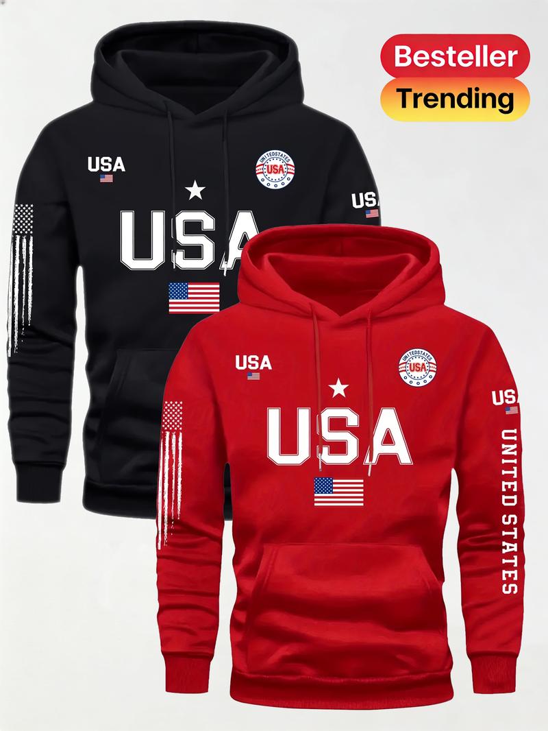 2PCS Men's Fashion American Street Letter Printed Drawstring Hoodie for Autumn and Winter Warm Sports, 2029 Spring Autumn/Winter Valentine's Day Gift Suitable for Students and Couples Autumn/Winter Fashion Hoodie