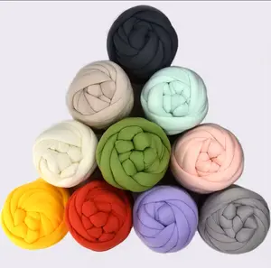 Chunky Arm Knitting Yarn for Braided Knot Throw Blanket Jumbo Thick Super Bulky Chunky Hand Woven Crochet Yarn Soft Big Roving Spinning Twist Tubular Crocheting for Handmade Pets House Cushions Pillows Carpets Optional, 250g=8.8oz/piece