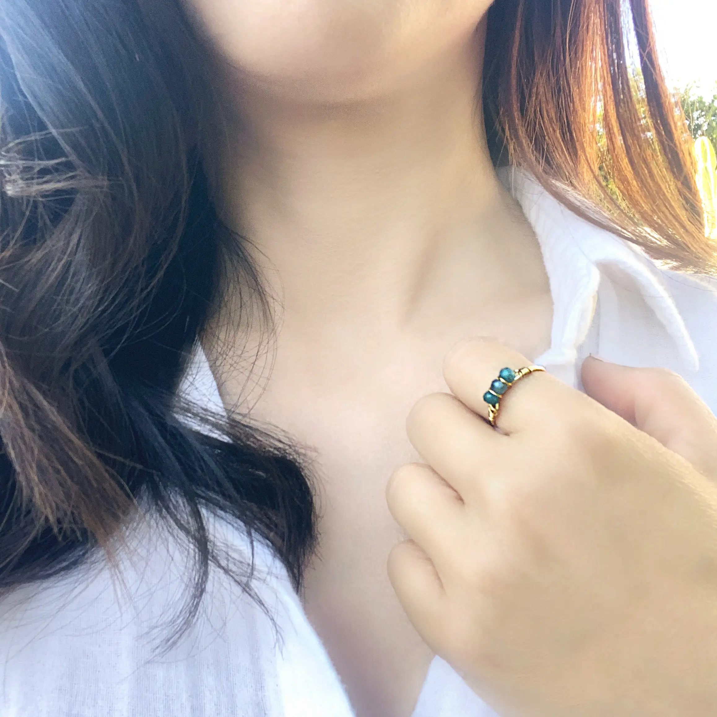 Emerald Ring – May Birthstone Adjustable Gemstone Stacking Ring for Women