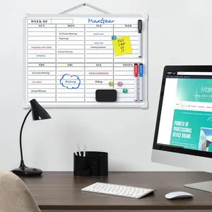 MaxGear Small Weekly Calendar Dry Erase Board for Wall, 16"x12" Hanging Double-Sided White Board, Portable Whiteboard for Planning, Drawing, Memo, to Do List, School, Home, Kitchen, Office