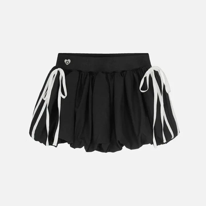 Aelfric Eden Drawstring Puff Mini Skirt High Waist Puff Silhouette Side Drawstring Ribbon Detail Soft Fabric Y2K Cute Streetwear Women's Bottoms