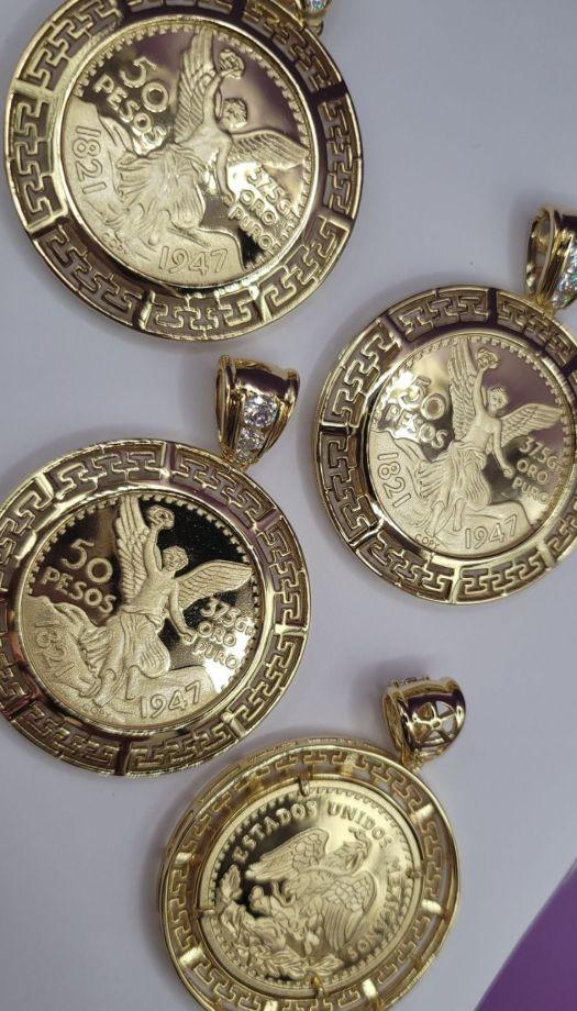 Centenario coin shaped fashion style with stones Pendant only no chain gold-plated PRICE FOR ONE big pendant
