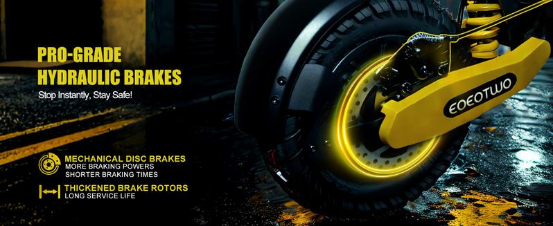 【 EOEOTOW  & GT06】Electric scooter with a range of 40 miles, equipped with a 1200 W motor, top speed of 30 miles per hour, 11-inch all-terrain tires, front and rear shock absorbers, an LED display screen, and a foldable design.