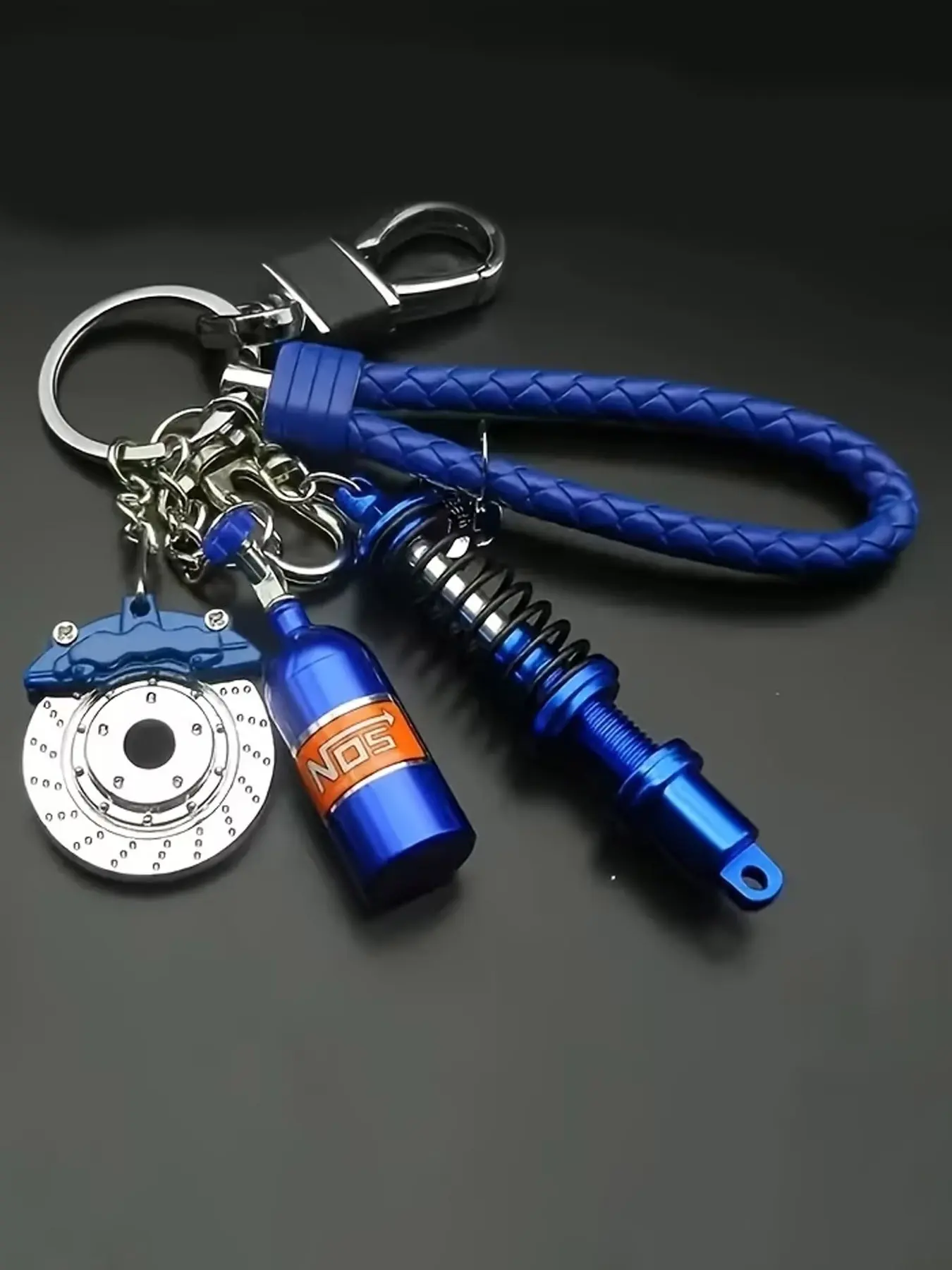 Creative Metal Keychain, Car Key Chains, Turbo Gear Wheel Hub, Brake Disc, Shock Absorber, Caliper, Car Keychain Pendant, Outdoor Car Accessory Keychain, Car Nitrogen Pendant Modification Simulation Gift Keychain