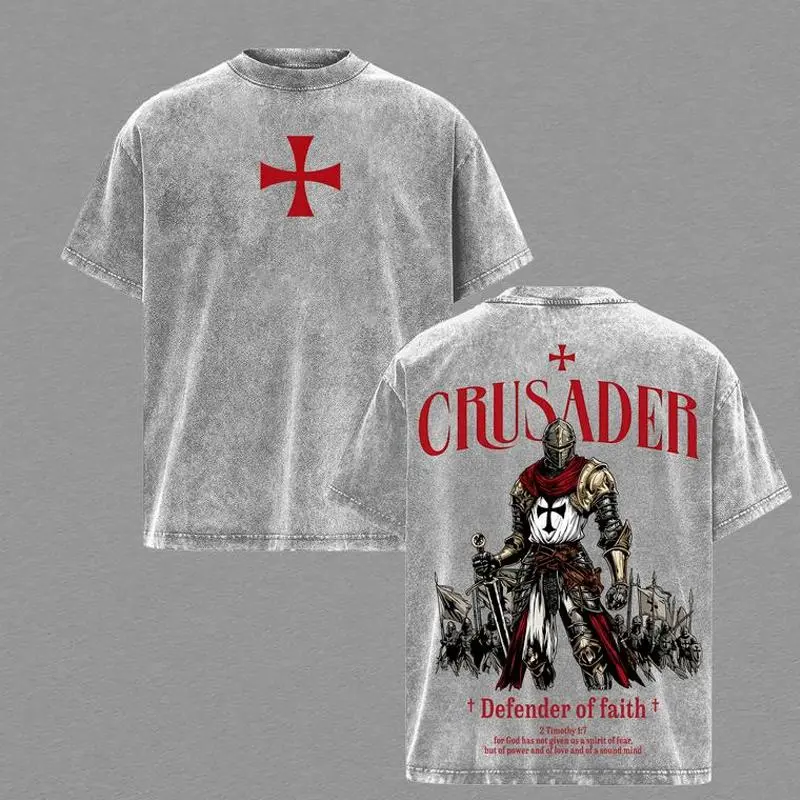 Crusader Knight Templar T-Shirt, Defender Of Faith Christian Streetwear, Bible Verse 2 Timothy 1 7 Warrior Graphic Tee, Unisex Religious Gift, Faith Based Shirt