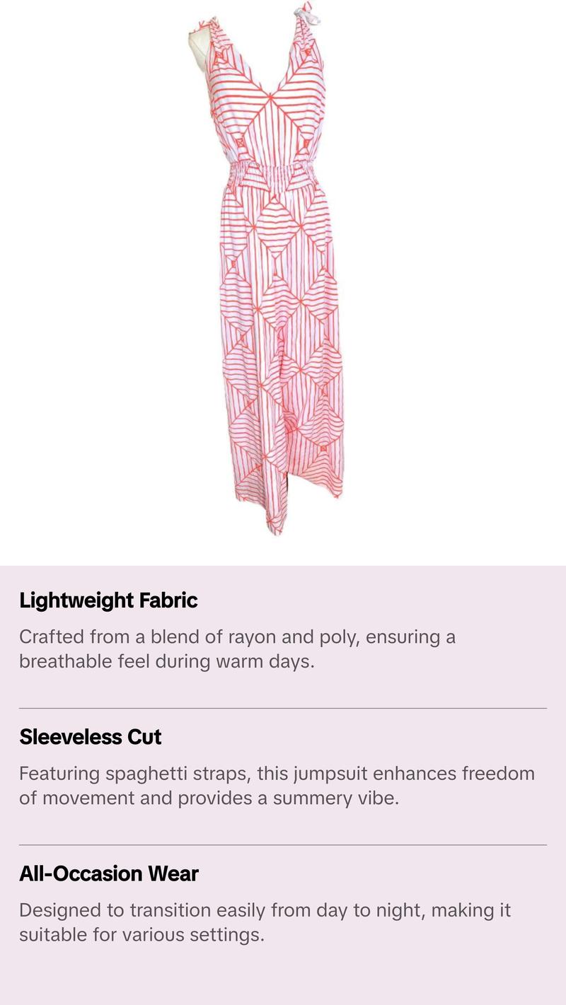 Vineyard Vines Coral Gables Womens Jumpsuit* Lightweight Womenswear Comfortable Overalls Rayon Underwear Comfort Lady Spandex Sleeveless Spaghetti Strap Stripe Striped