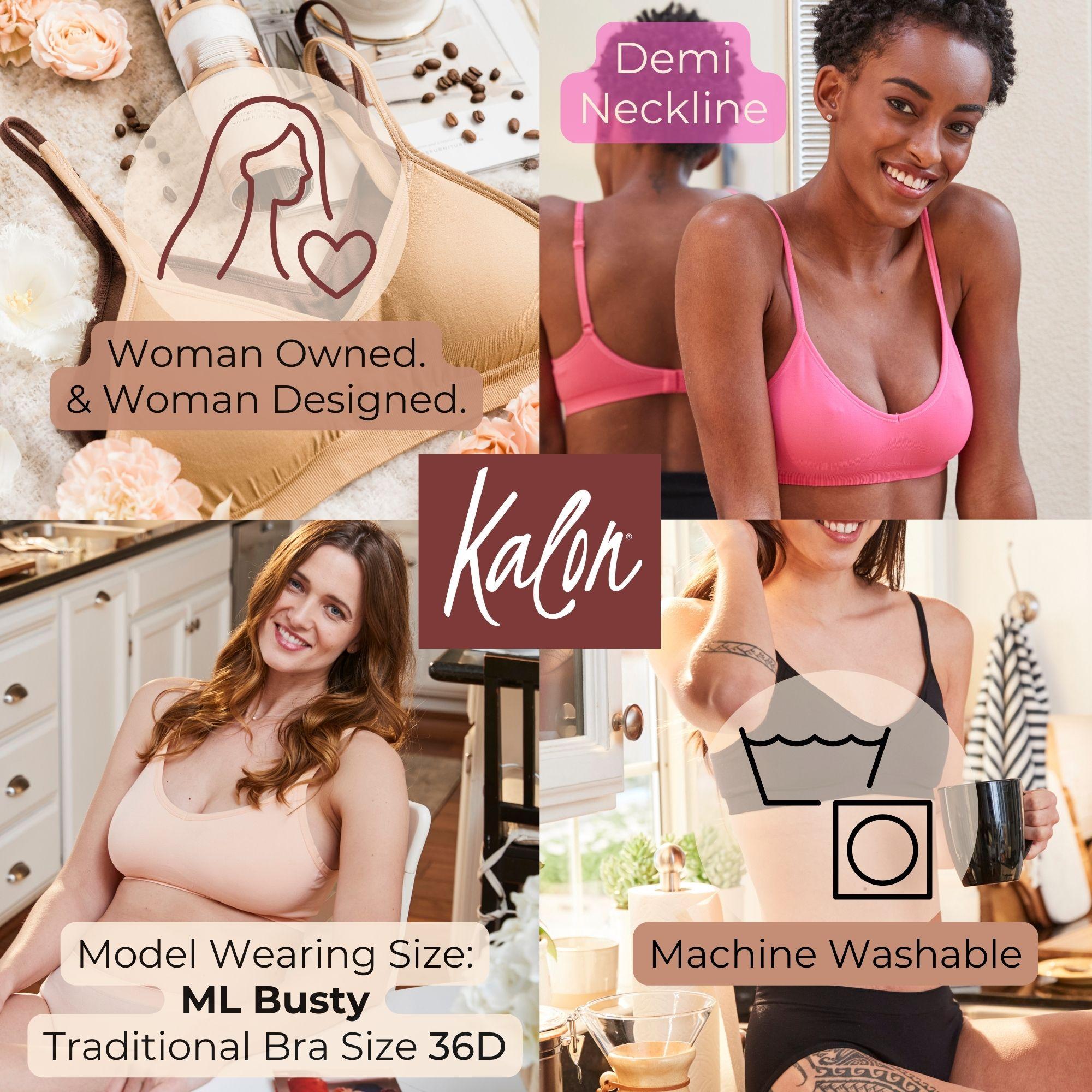 Kalon 4-Pack Women's Demi Bralettes with Adjustable Straps XXS-2XL