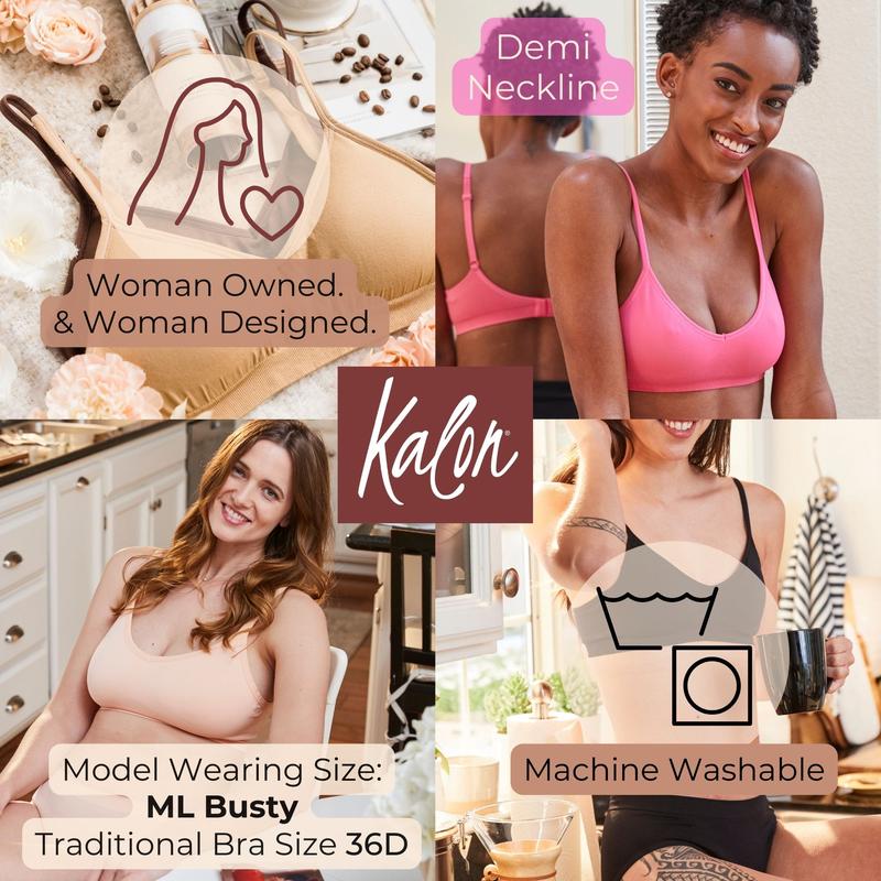 Kalon 4-Pack Women's Demi Bralettes with Adjustable Straps XXS-2XL Kalon 4-Pack Women's Demi Bralettes with Adjustable Straps XXS-2XL