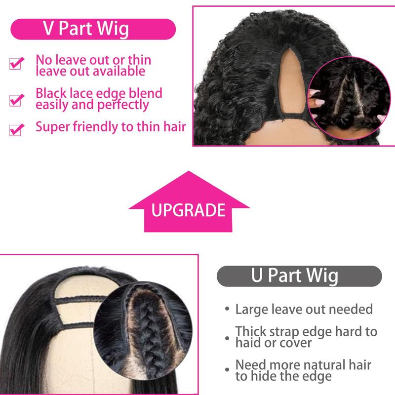 [V-Part WIG] Hot Star Burmese Curly V Part Wigs With Invisible Strap Drawstring 100% Human Virgin Hair Body Wave Glueless Wig Curly Wigs Natural Black