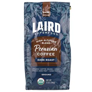Laird Superfood Peruvian Coffee, Ground, Dark, 12 oz (340 g)