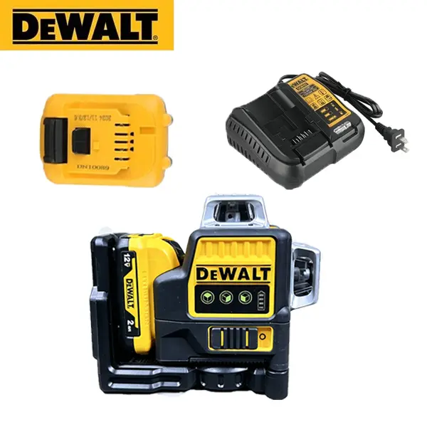 DEWALT DW089 Green Beam Laser Level 3×360° Cordless Self-Leveling Tool for Wall Mounting, Cabinet Installation Projects construction magnetic mount outdoor battery power wood frame lithium green laser level light