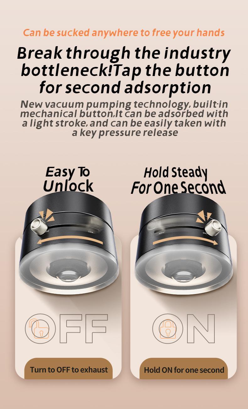 Multi-functional vacuum strong magnetic cell phone holder, 360 ° rotation, suitable for all kinds of cell phones, with magnetic holder, foldable, convenient for multi-scene application