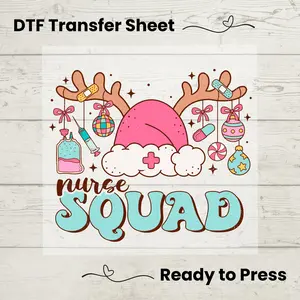 Christmas Nurse Squad DTF, Dtf Transfer Sheet, Ready to Press, Custom Dtf, Diy Heat Transfer, RN Holiday Shirts, Matching Shirts, Nurse Gift