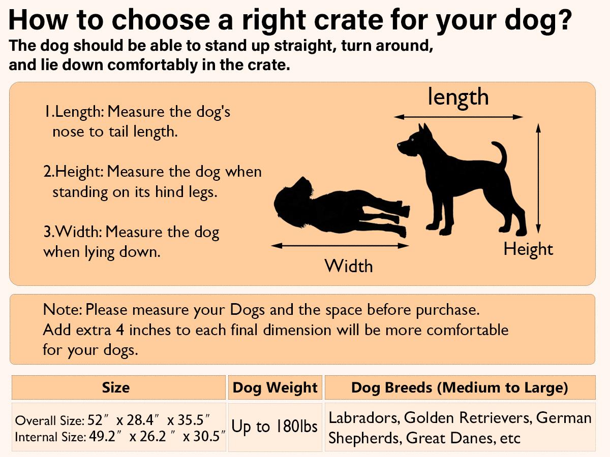 COZPAW Heavy Duty Dog Crate Furniture, 52 Inch Wooden Dog Kennel Indoor for XLarge Breed, Dog Crates for Large Dogs with Double Doors, Decorate as House TV Stand, End Table-White Brown