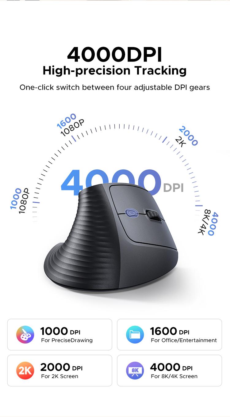 UGREEN Vertical Mouse Bluetooth 5.0 & 2.4G Wireless Ergonomic Mouse with 5 Buttons, 4000 DPI, Balck & Pink Ergonomic Mouse Compatible with PC/Laptop，Only 2.4G Model(Bluetooth not supported),TikTokShopBlackFriday ,Tiktokshopstockup