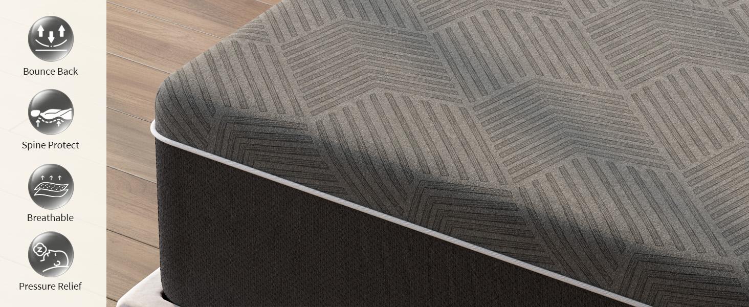 Memory Foam Mattress, Green Tea Mattress for Pressure Relief, Medium Firm Bed in a Box, CertiPUR-US Certified & Fiberglass Free, Washable Cover