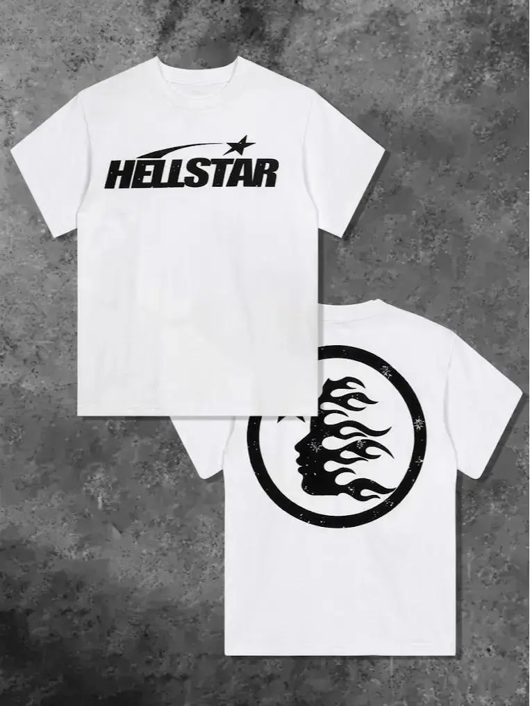 Men's 100% Cotton Casual Flame Graphic Print Short-Sleeve Round Neck Boxy Fit Streetwear T-Shirt
