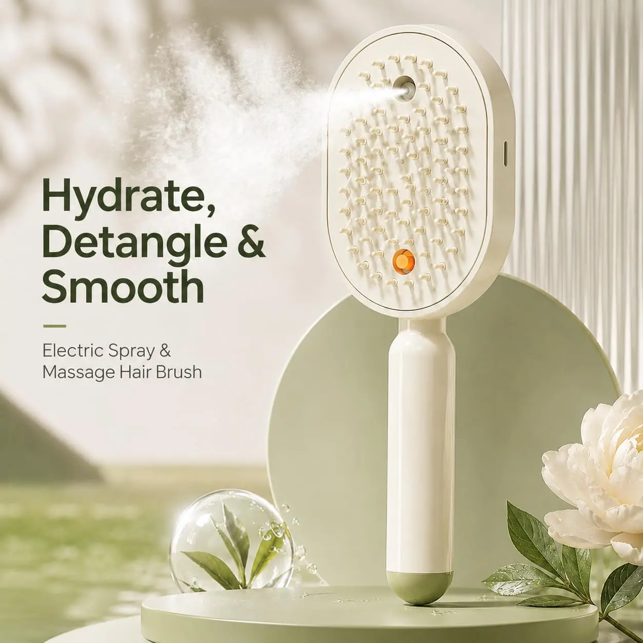 Electric Spray Air Cushion Massage Comb Hair Tool - Self-Cleaning, Anti-Tangle, Anti-Static, Volumizing, Essential Oil Mist Aromatherapy for Sports & Outdoor Fitness Hand Strengthening Hair Care, Hair Tools