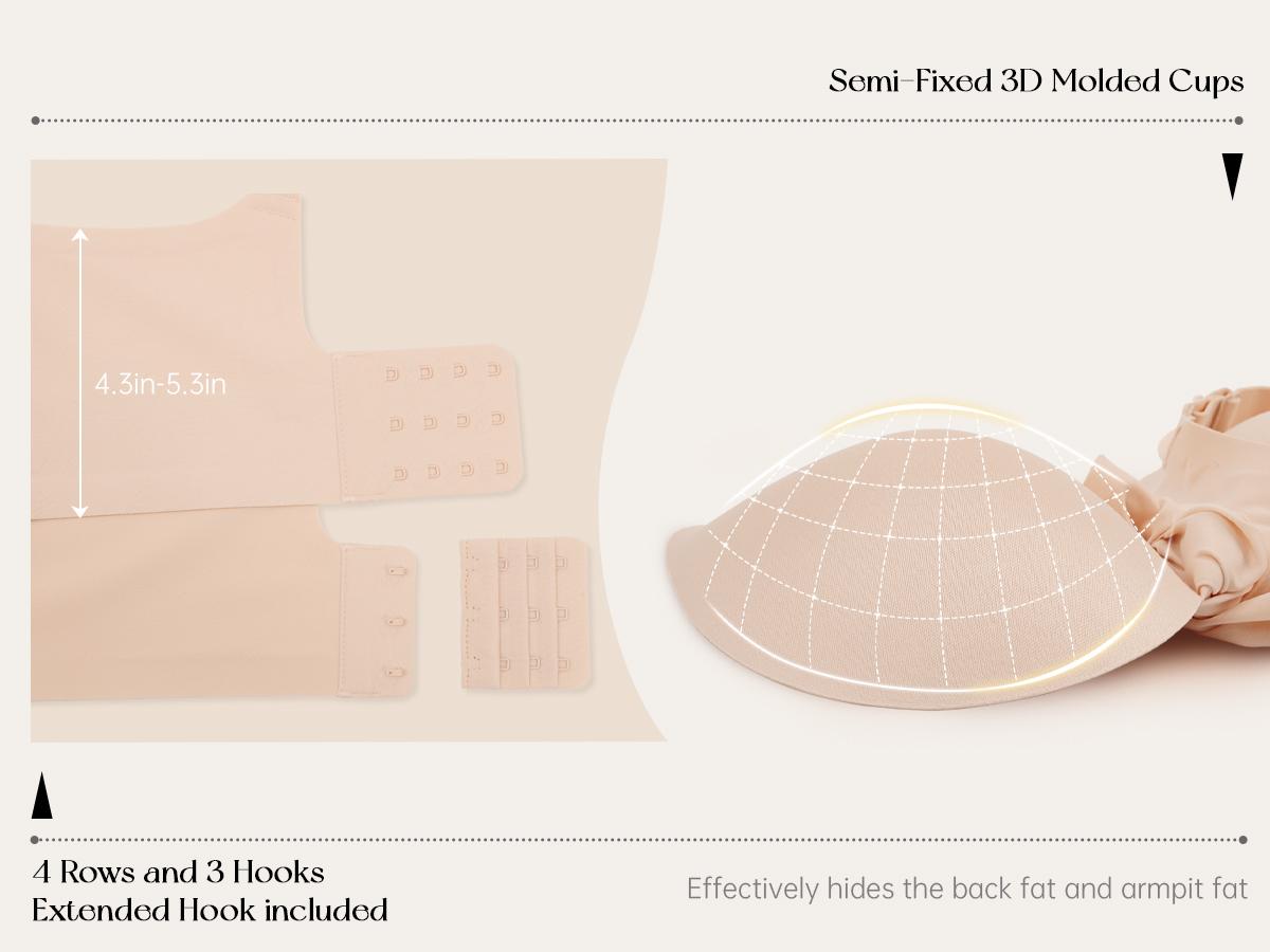 OEAK Women Jelly Bras No Underwire Scalloped Flowers V Neck Push Up Bra Buttery Soft Tshirt Bra Seamless Full Coverage Convertible Everyday Bra