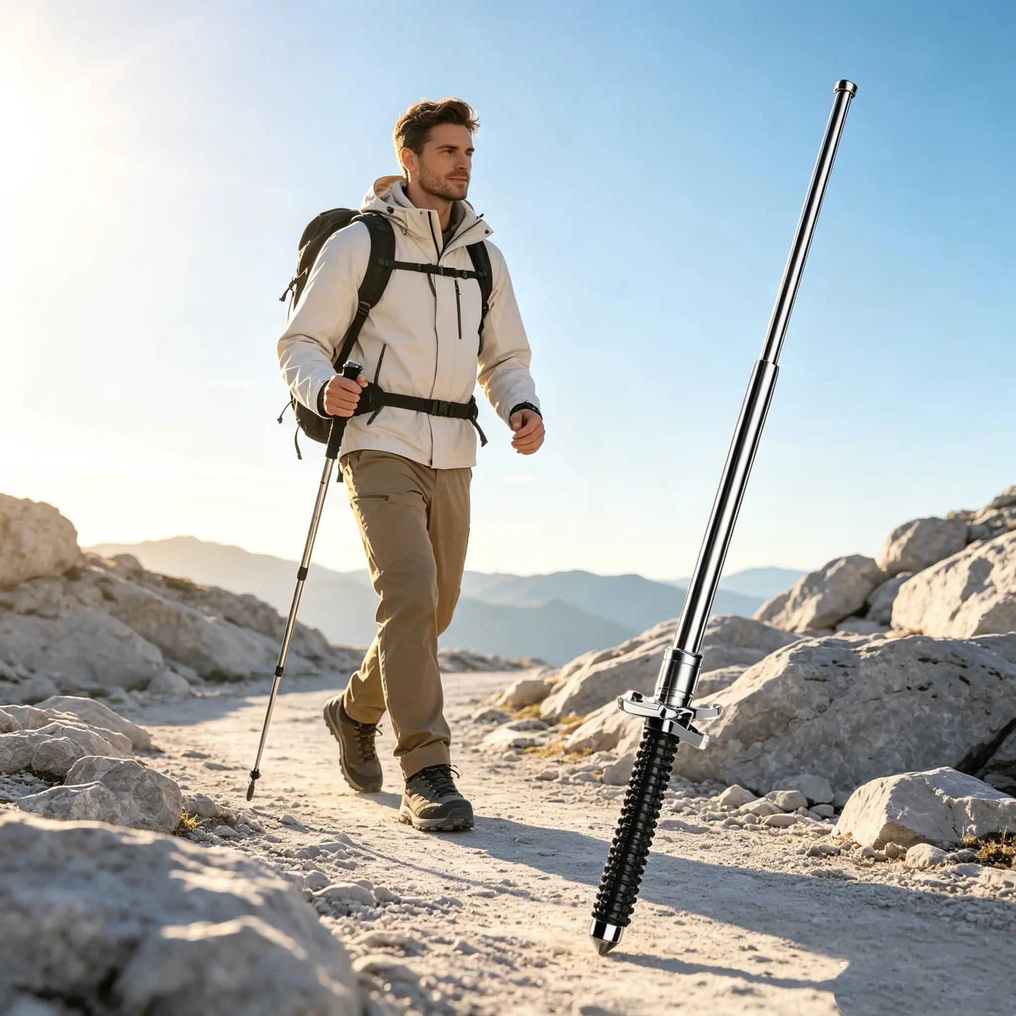 Collapsible Aluminum Alloy Hiking Poles, Adjustable Flexible Height Anti-Slip Grip Lightweight Heavy-Duty Sticks for Outdoor Sports Backpacking Camping Gear