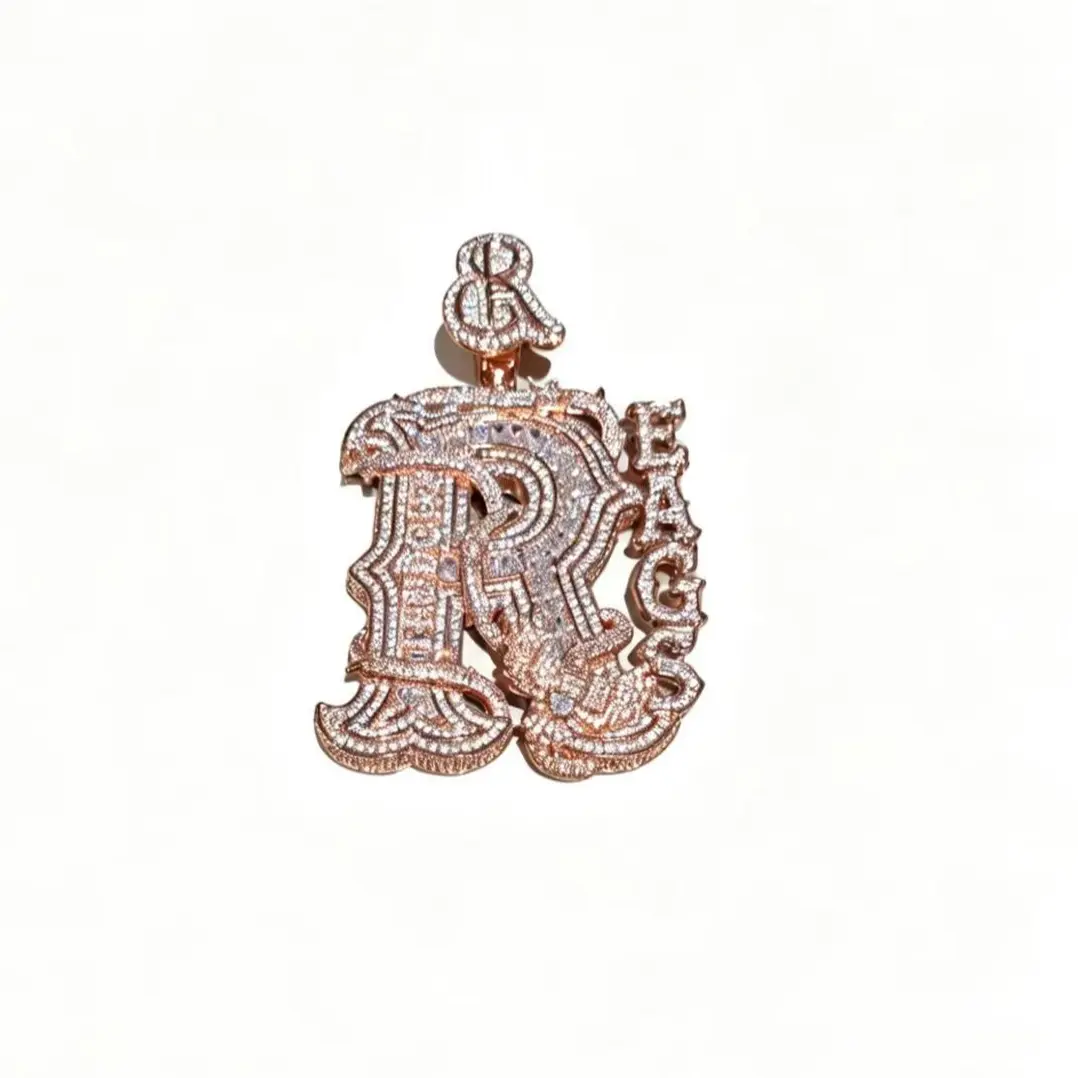 Unisex Metal Coated Iced Out Vintage R Letter EAGS Pendant, Bold Street Charm Hip-Hop Charms & Pendants for EAGS Street Vibe Fashion Jewelry