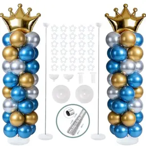 Balloon Column Stand Kit Sets of 2, 7 Feet Height Adjustable Balloon Tower Pillar with Reusable Metal Telescopic Design for Birthday, Wedding, Baby Shower, Graduation Party Decoration