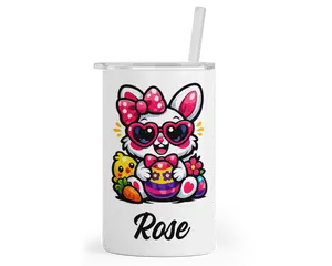 Personalized Easter Bunny Tumbler – 12oz Kids Cup with Name – Includes Reusable Straw