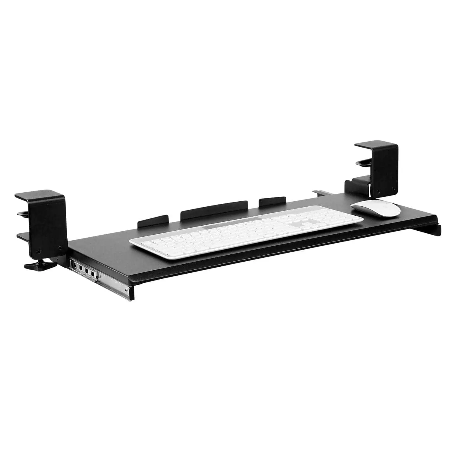 MOUNT-IT! Clamp-On Under Desk Keyboard and Mouse Drawer Platform, Adjustable Clamping Keyboard Tray with Ergonomic Mount for Freeing Up Desk Space