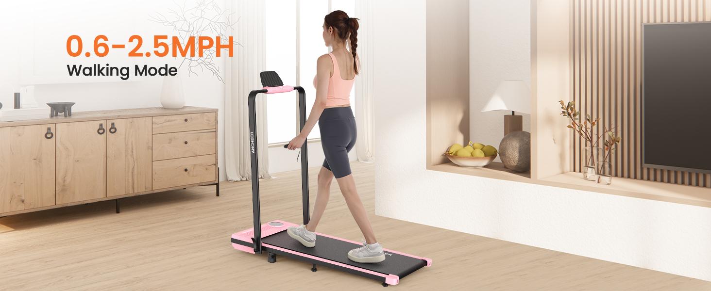 【Spring Glow Up】ANCHEER Armrest 2-in-1 Treadmill, with LED Display and Remote Control, for Home Office Walking, 5 Color Options Workout Machine