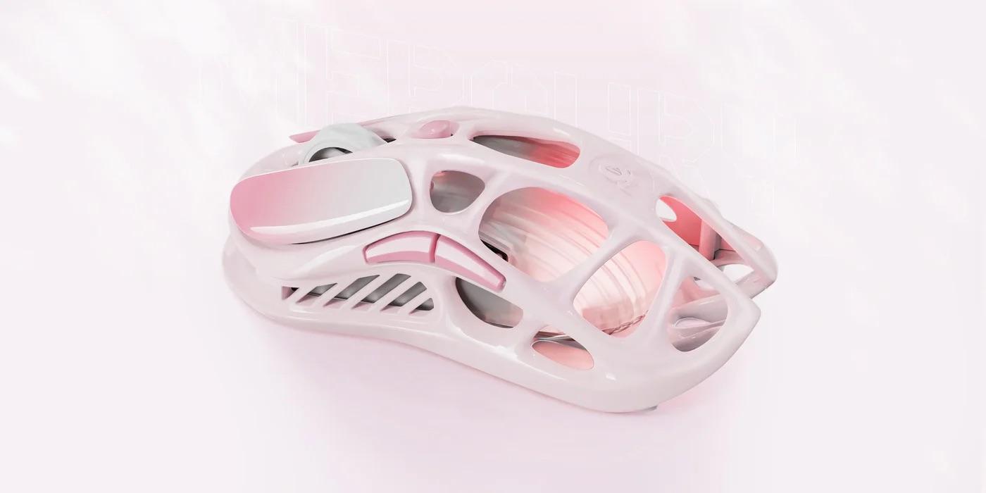 GravaStar Mercury M1 Pro Wireless Gaming Mouse, Pink Mouse, Lightweight Magnesium Alloy, 26,000 DPI, PAW3395DM Sensor, 5 Programmable Buttons, Support Wired/2.4GHz/BT, Up to 200 Hours Battery Life (Gradient Pink)