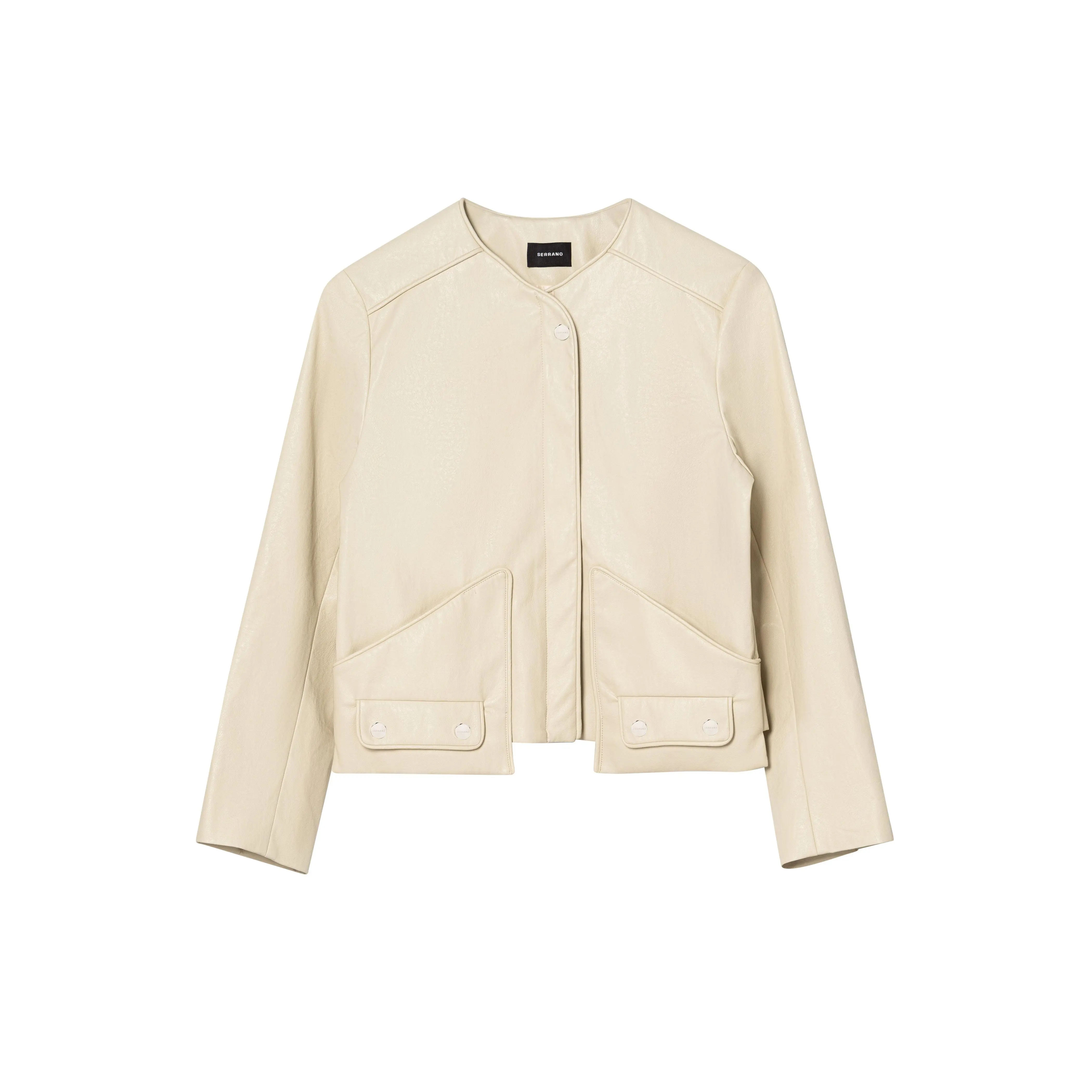 Beige Vegan Leather Jacket