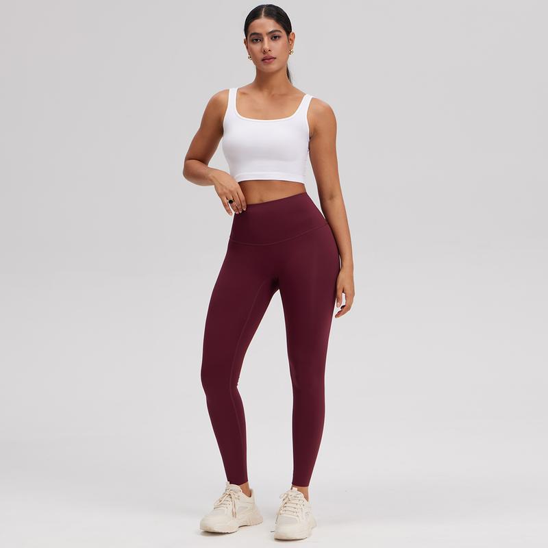 OQQ Women's Yoga Leggings High-Waist Seamless Regular-Length Pants Comfortable Casual Sportswear Basic Style for Everyday Wear