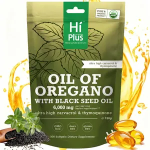 HiPlus Oregano & Black Seed Oil (300 Softgels) – 6000mg 2-in-1 Formula with Carvacrol & Thymoquinone – Supports Immune & Respiratory Health – Non-GMO, Vegan