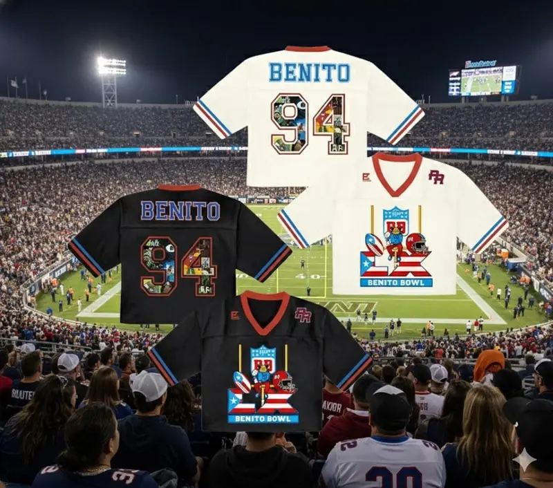 Benito Football Jersey Crop Top, Puerto Rico Inspired Sports Apparel, Womens Game Day Fan Shirt