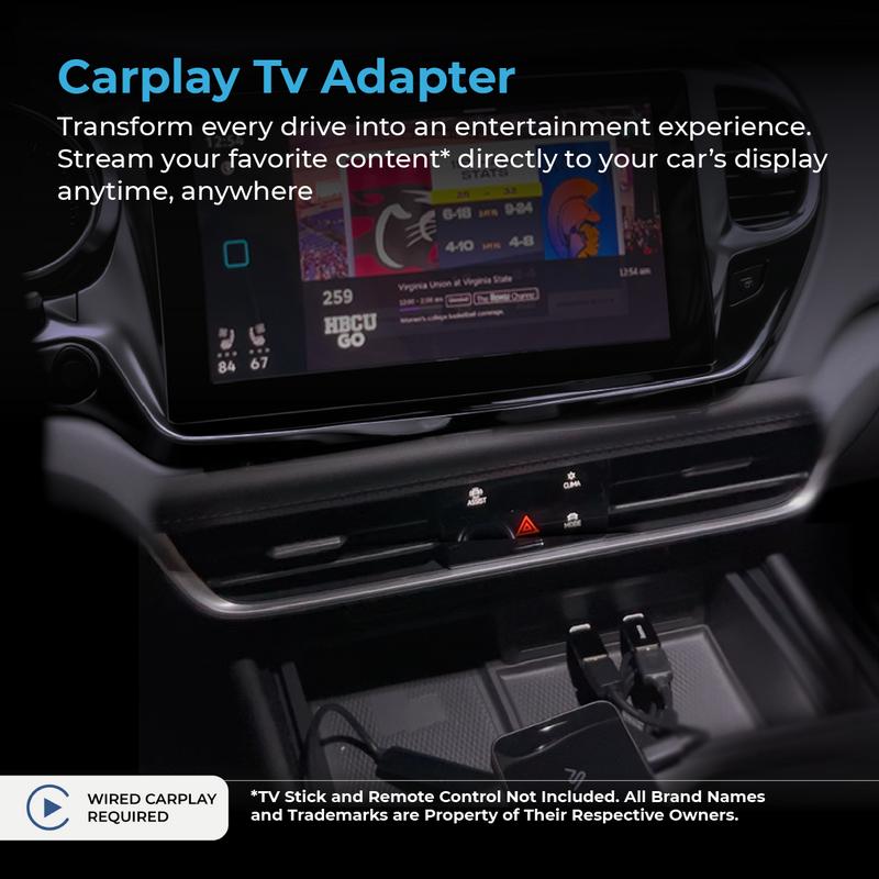 AutoSky TV Adapter – Wireless Apple CarPlay Converter with HDMI Input for Fire Stick, Roku & Streaming Apps on Your Car's Infotainment Screen