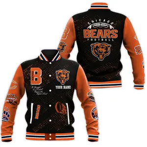 Football Graphic Baseball Jacket, Windy City Sport Team Apparel For Men Women, Game Day Outfit, Fan Gift Idea | 200126.C03892.ID02