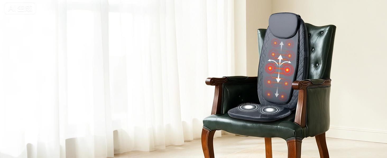 Back Massagers, Vibrating Heating Pad for Back, Massage Chair Pad for  for Home Office Use, Gift for Parents, Grey