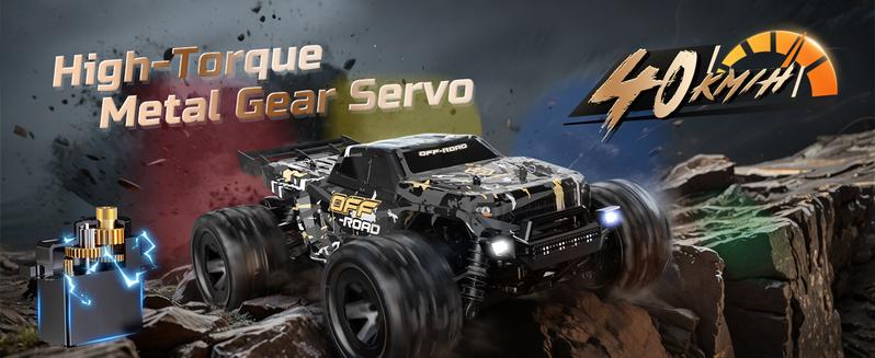 DEERC 9309E All Terrain Fast RC Cars 40KPH,4WD Electric Off-Road Remote Control Monster Truck,2.4Ghz High Speed Car,Waterproof Monster Truck with 2 Batteries