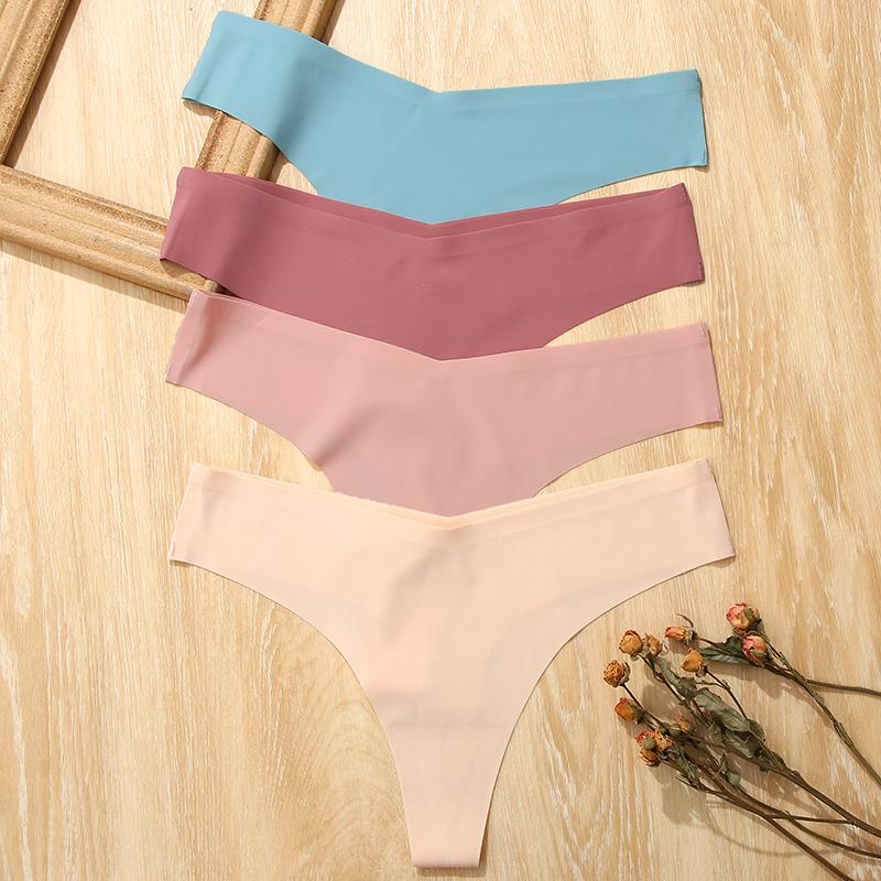 FINETOO Weekly Panties 7 Pack Seamless Thongs No Show Underwear V Waisted Comfortable Thong Panties XS-XL Smooth Lingerie Basic Minimalist Womenswear