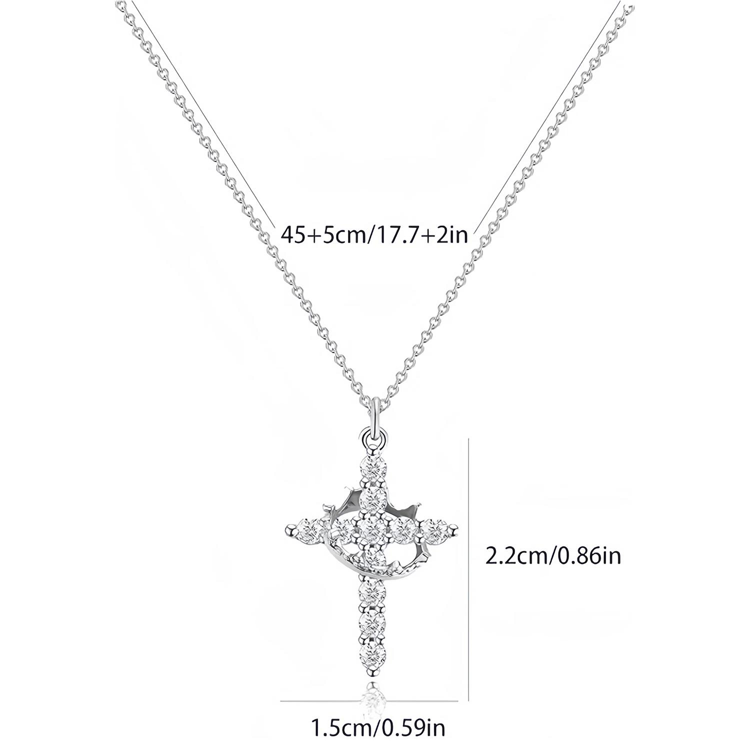 SGGUI Crown Cross Necklace for Women,Dainty 18k Gold Plated/Silver Plated Pendant Necklaces Simple Cute Tiny Necklace Jewelry for Women,Non-Tarnish Faith Jewelry
