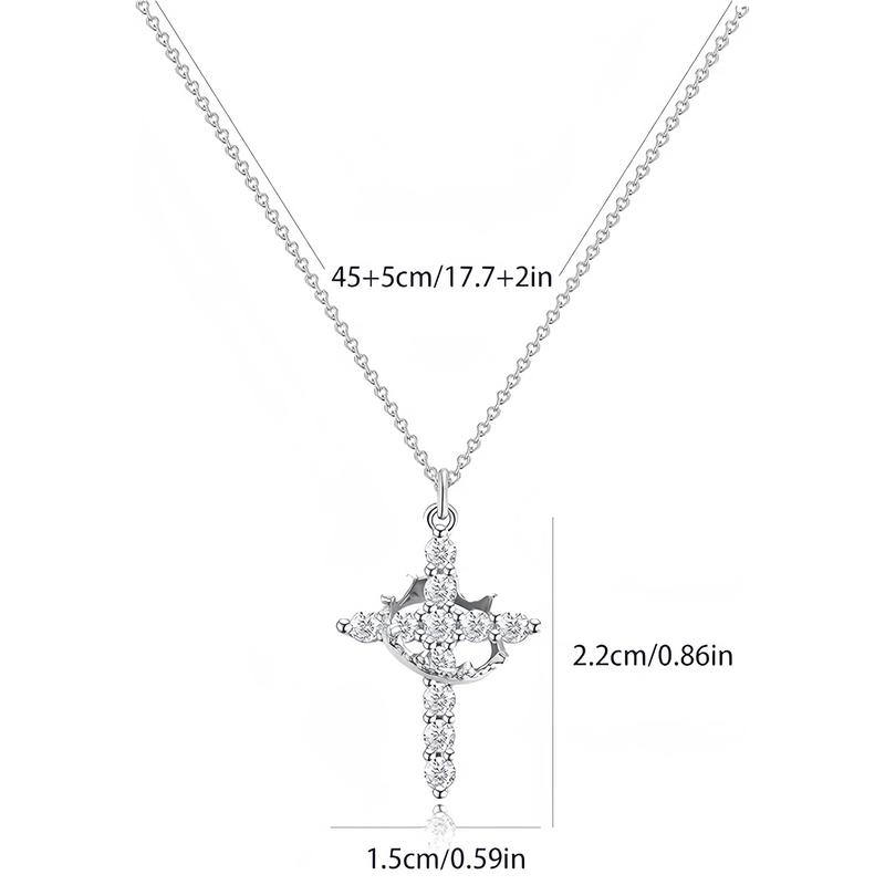 SGGUI Crown Cross Necklace for Women,Dainty 18k Gold Plated/Silver Plated Pendant Necklaces Simple Cute Tiny Necklace Jewelry for Women,Non-Tarnish Faith Jewelry