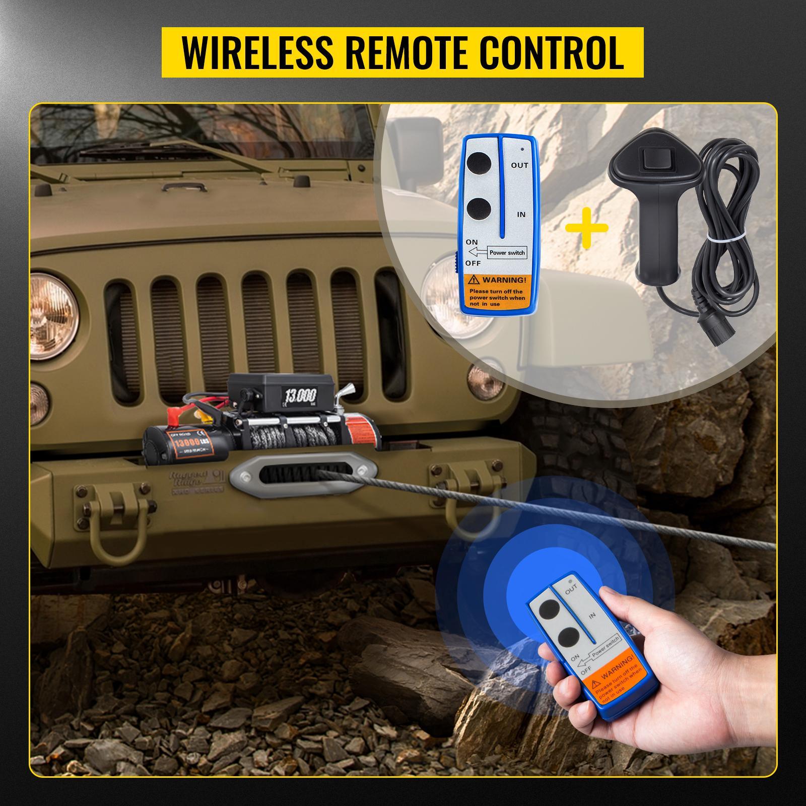 VEVOR Electric Winch 13000lb Load Capacity Truck Winch Compatible with Jeep Truck SUV 65ft/20m Synthetic Rope 12V Power Winch with Wireless Remote Control, Powerful Motor for ATV UTV Off Road Trailer VEVOR Electric Winch 13000lb Load Capacity Truck Winch Compatible with Jeep Truck SUV 65ft/20m Synthetic Rope 12V Power Winch with Wireless Remote Control, Powerful Motor for ATV UTV Off Road Trailer