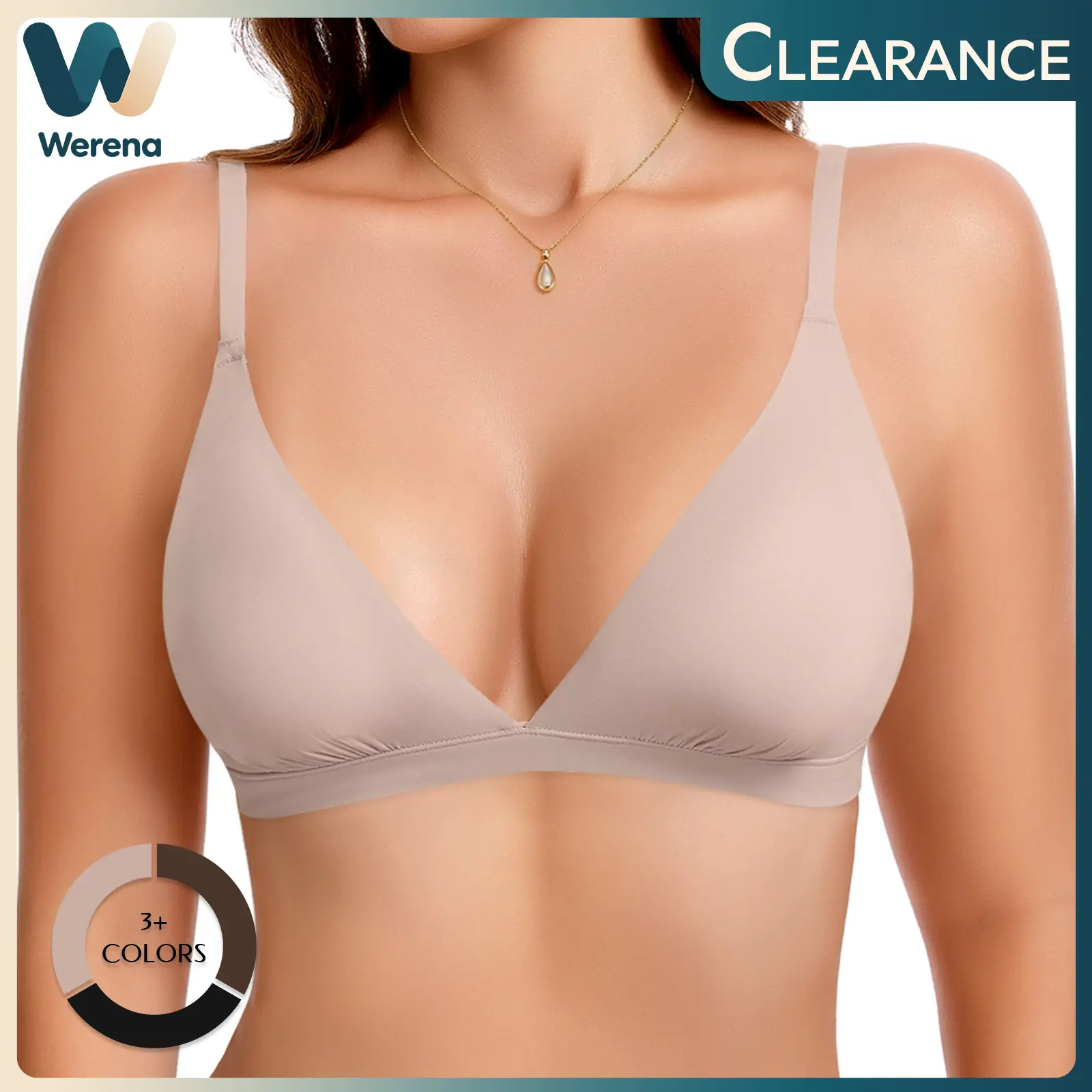 Werena Women's Triangle Bralettes Wireless Padded Racerback Plunge Bras Adjustable Straps Seamless Everyday Bra