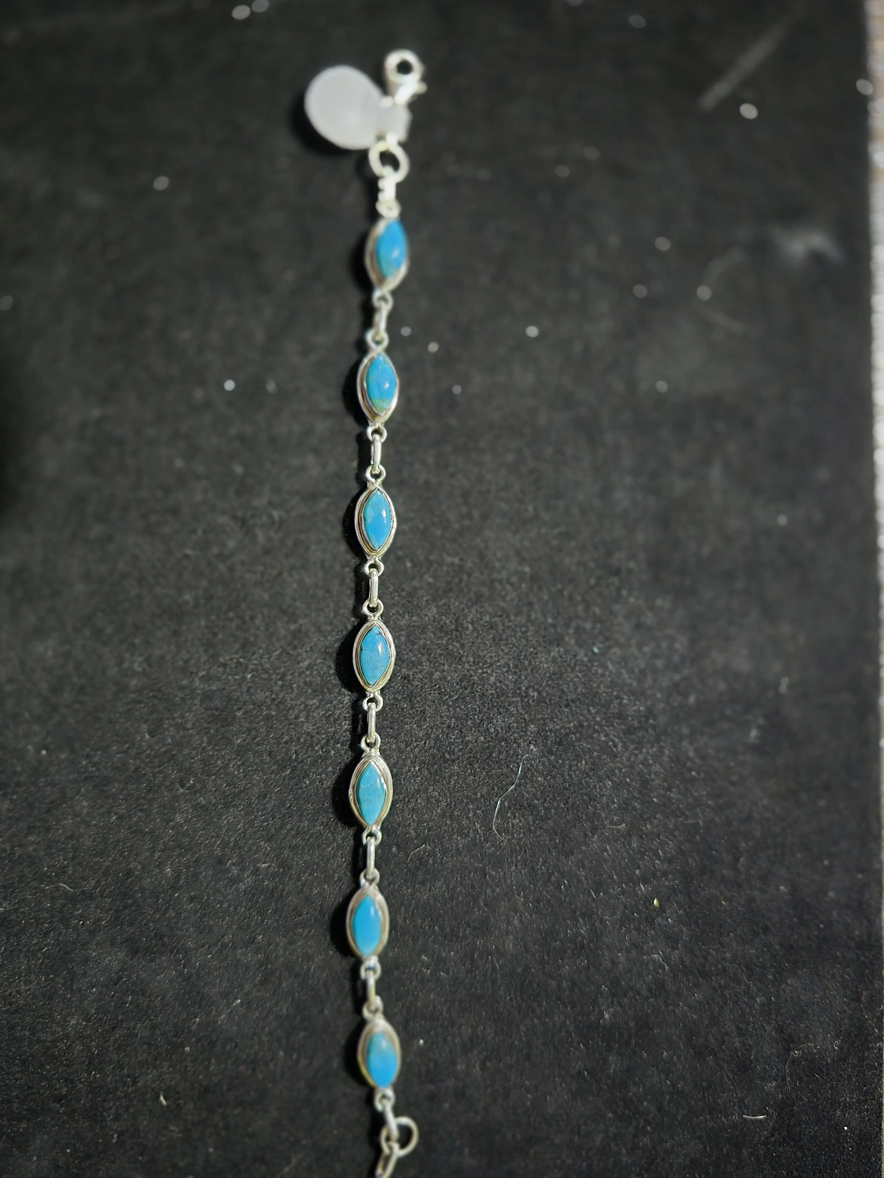 Vintage-Style Turquoise & Sterling Silver Link Bracelet