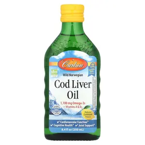 Carlson Wild Norwegian, Cod Liver Oil, Natural Lemon, 8.4 fl oz (250 ml)